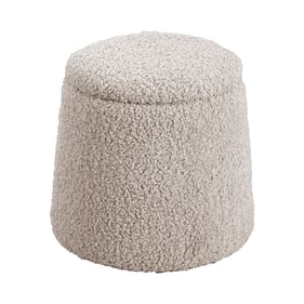 Olliix Chapel Hill Tara Beige Round Storage Ottoman