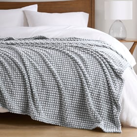 Olliix Madison Park Carved Plush Grey King Blanket