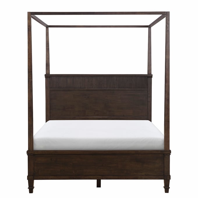 Olliix Martha Stewart Kenna Dark Coffee Queen Canopy Bed OLIX-MT115-1206