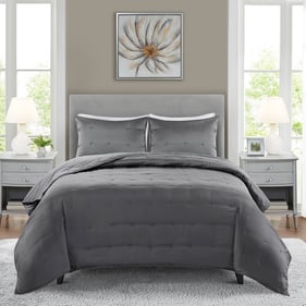 Olliix Beautyrest Ames Grey Full Queen 3pc Charmeuse Coverlet Set