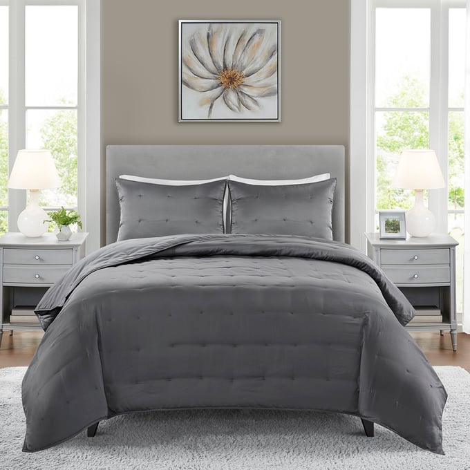 Olliix Beautyrest Ames Grey Full Queen 3pc Charmeuse Coverlet Set OLIX-BR9144409622-23