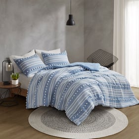 Olliix Urban Habitat Rowan Blue King Cal King Jacquard Duvet Cover Set