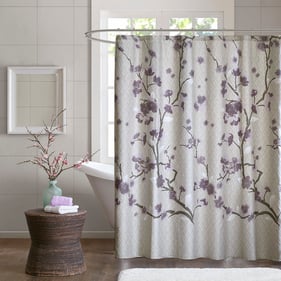 Olliix Madison Park Holly Purple Cotton Shower Curtain