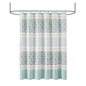 Olliix Madison Park Dawn Aqua Cotton Shower Curtain