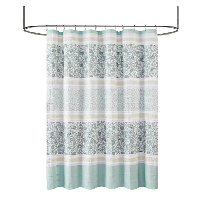 Olliix Madison Park Dawn Aqua Cotton Shower Curtain OLIX-MP70-2493