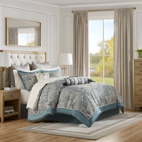 Olliix Madison Park Aubrey Teal King 12pc Comforter Set