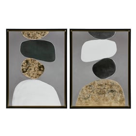 Olliix INK IVY Neutral Stones Black 2pc Wall Art Set