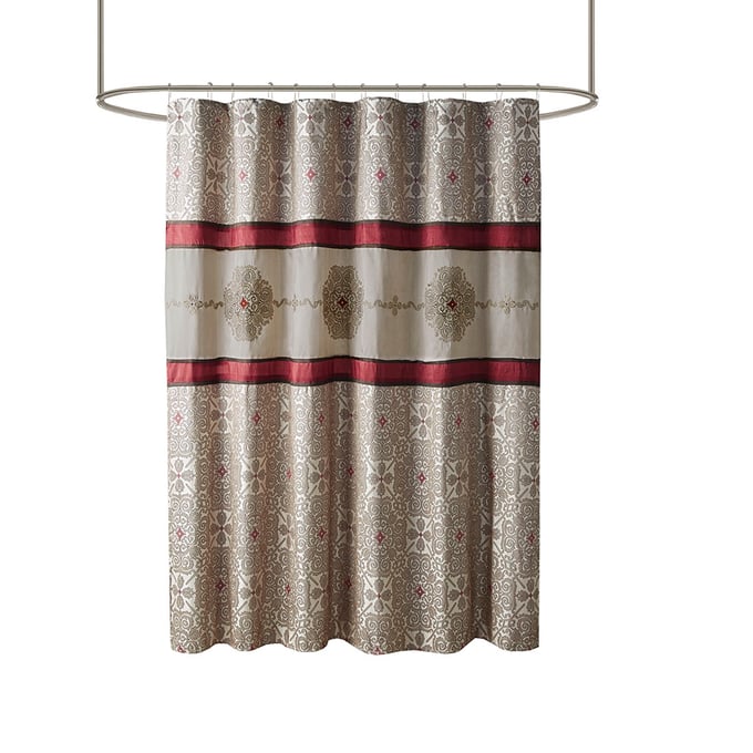 Olliix Madison Park Donovan Red Shower Curtain OLIX-MP70-4047