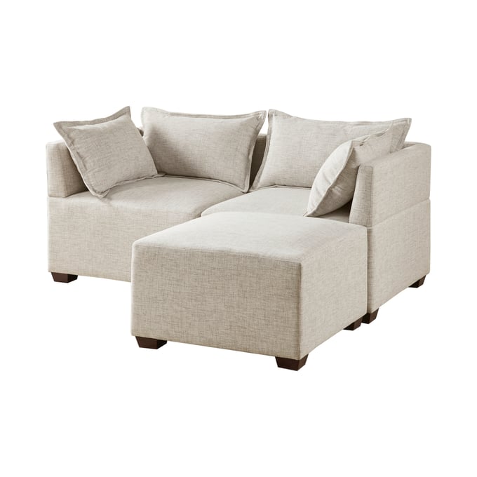 Olliix INK IVY Molly Linen 3pc Modular L Shape Sofa OLIX-II90-0557