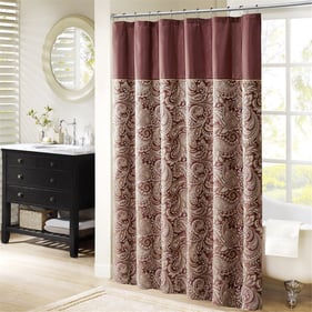 Olliix Madison Park Aubrey Burgundy Jacquard Shower Curtain