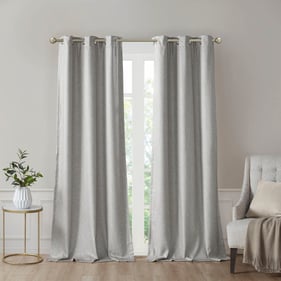 Olliix SunSmart Como Grey Tonal Faux Silk Curtain Panel Pair - 95 X 42