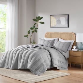 Olliix Urban Habitat Dune Gray Full Queen Poly Gauze Quilt Set