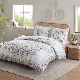 Olliix Madison Park Gemma White Full Queen 3pc Duvet Cover Set