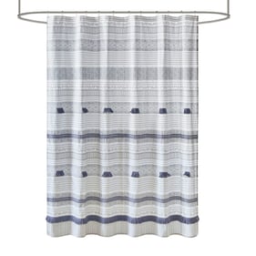 Olliix INK IVY Cody Gray Navy Curtain with Tassel