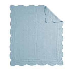 Olliix Madison Park Tuscany Blue Throw with Scalloped Edges