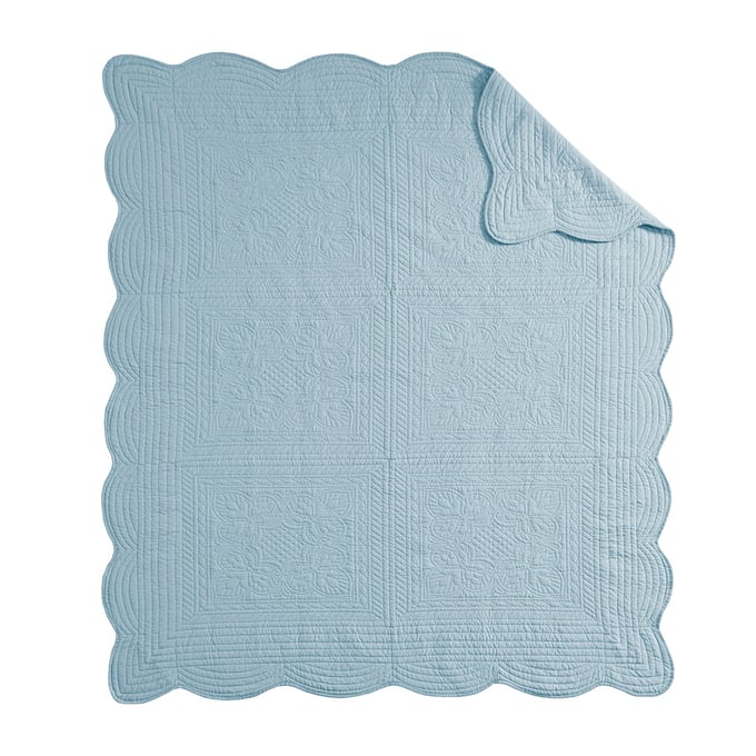 Olliix Madison Park Tuscany Blue Throw with Scalloped Edges OLIX-MP50-8385