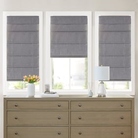 Olliix Madison Park Otis Grey Faux Linen Blackout Roman Shade - 64 x 31