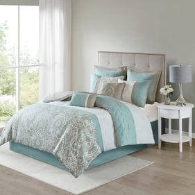 Olliix 510 Design Shawnee Seafoam Queen 8pc Comforter Set