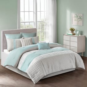 Olliix 510 Design Tinsley Seafoam Grey Queen 8pc Comforter Set