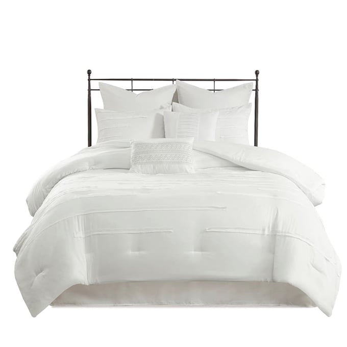 Olliix 510 Design Jenda White Queen 8pc Comforter Set OLIX-5DS10-0215