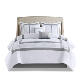 Olliix 510 Design Powell White King 8pc Embroidered Comforter Set