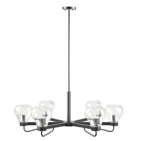 Olliix 510 Design Devon Black 6 Light Chandelier with Bowl Shaped Glass Sha...