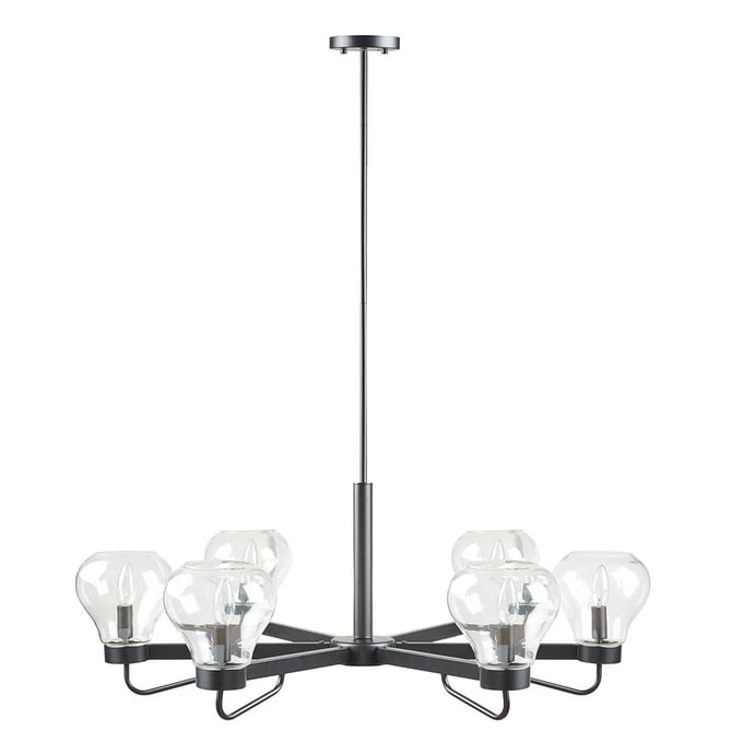 Olliix 510 Design Devon Black 6 Light Chandelier with Bowl Shaped Glass Shades OLIX-5DS150-0044