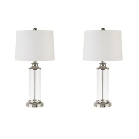 2 Olliix 510 Design Clarity Silver Glass Cylinder Table Lamps