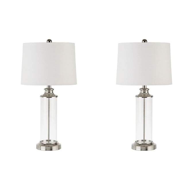 2 Olliix 510 Design Clarity Silver Glass Cylinder Table Lamps OLIX-5DS153-0001