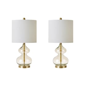 2 Olliix 510 Design Ellipse Gold Curved Glass Table Lamps