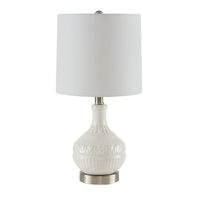 Olliix 510 Design Gypsy White Embossed Boho Table Lamp