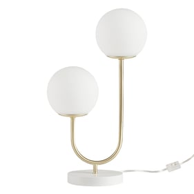 Olliix 510 Design Zusa Gold White Metal 2 Light Globe Table Lamp