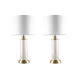 2 Olliix 510 Design Clarity Gold Glass Cylinder Table Lamps