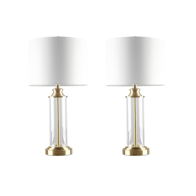 2 Olliix 510 Design Clarity Gold Glass Cylinder Table Lamps OLIX-5DS153-1157