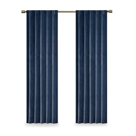 Olliix 510 Design Colt Navy Room Darkening Poly Velvet Curtain Panel Pair -...