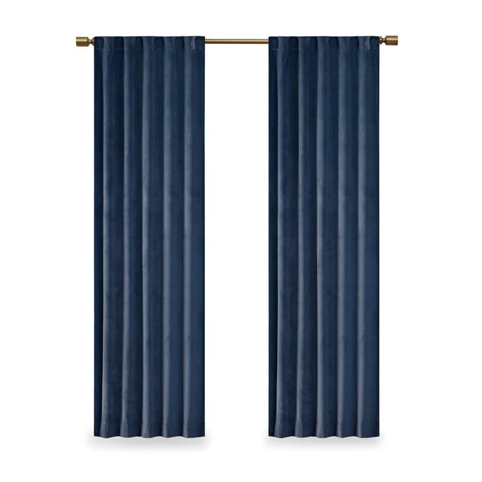 Olliix 510 Design Colt Navy Room Darkening Poly Velvet Curtain Panel Pair - 37 x 63 OLIX-5DS40-0160