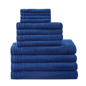 Olliix 510 Design Big Bundle Navy Cotton Quick Dry 12pc Bath Towel Set