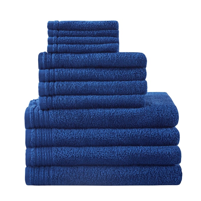 Olliix 510 Design Big Bundle Navy Cotton Quick Dry 12pc Bath Towel Set OLIX-5DS73-0202