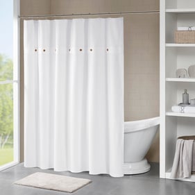 Olliix Madison Park Finley White Shower Curtain