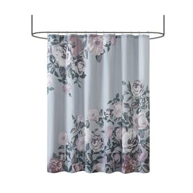 Olliix Madison Park Charisma Grey Cotton Floral Printed Shower Curtain