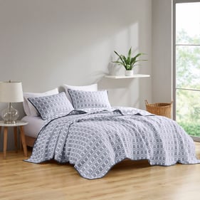 Olliix Madison Park Harlow Grey Full Queen 3pc Coverlet Set