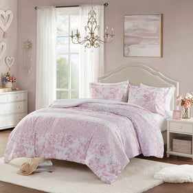 Olliix Intelligent Design Oliena Pink Full Queen Duvet Cover Set