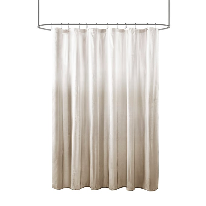 Olliix Madison Park Ara Taupe Ombre Printed Seersucker Shower Curtain OLIX-MP70-7541