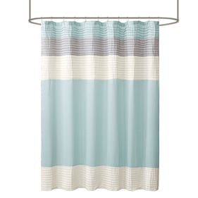 Olliix Madison Park Amherst Aqua Faux Silk Shower Curtain