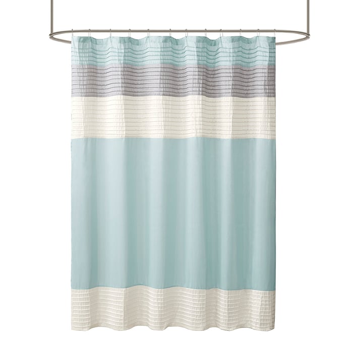 Olliix Madison Park Amherst Aqua Faux Silk Shower Curtain OLIX-MP70-2978