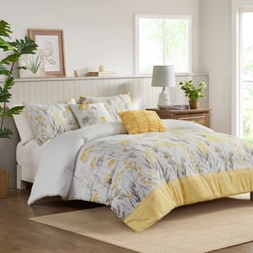 Olliix Madison Park Prairie Yellow King Cal King 5pc Comforter Set with Thr...