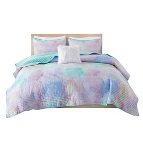 Olliix Intelligent Design Cassiopeia Aqua Twin Twin XL Quilt Set with Throw...