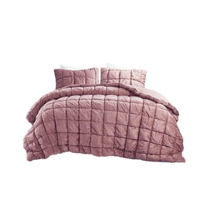 Olliix Intelligent Design Velvet Dream Puff Pink King 3pc Comforter Set