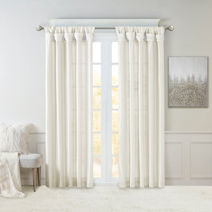 Olliix Madison Park Emilia White Window Curtain Panel Pair - 84 x 50 OLIX-MP40-8259