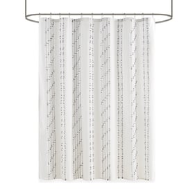 Olliix INK IVY Kara Ivory Cotton Jacquard Shower Curtain